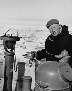 Inspector Henry Larsen aboard the RCMP patrol vessel, St Roch, NWT, nd, circa 1944 (courtesy Library and Archives Canada/C-70771) : Henry_Larsen_on_St_Roch.jpg