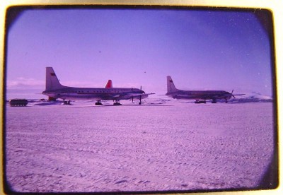  1963 TWO RUSSIAN ILYSUHIN II-18 TRANSPORTS AT SOUTH POLE OPERATION DEEP FREEZE.jpg