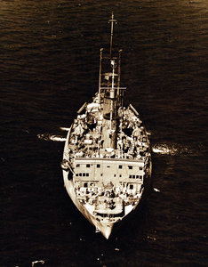  Soviet ice-breaker%2C A. Mikoyan%2C stern view. Photographed from USS Enterprise %28CV 6%29%2C July 31%2C 1942.jpg